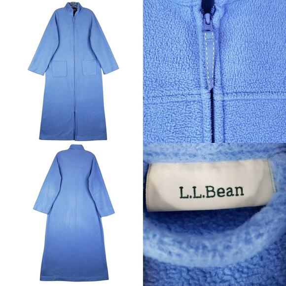 L.L. Bean Other - LL Bean Robe Fleece Full Zip Blue Women’s Size Medium M Pockets Long Sleeve